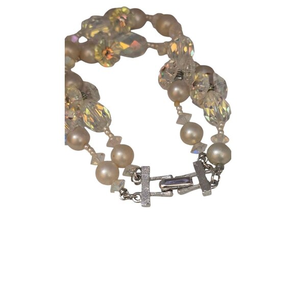 Vendome Pearl Crystal And Rivoli Double Strand Bracelet (A4517) - Picture 4 of 5
